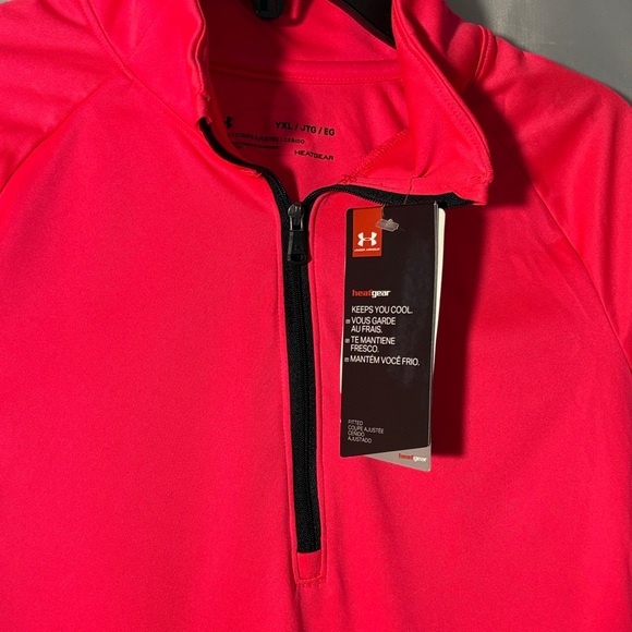 Under Armour Bright Pink Quarter-Zip Pullover HEAT GEAR , keeps you cool, - Picture 2 of 9